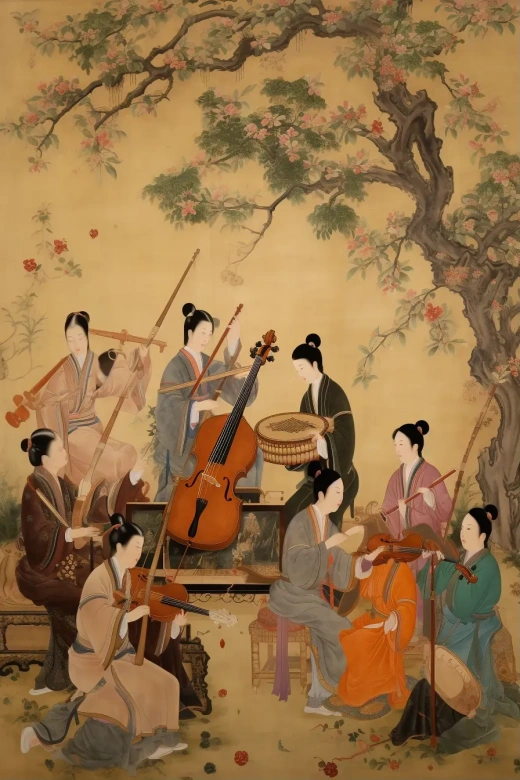 宋代細致畫風高清大圖，傳統工藝，8K分辨率，細膩寫實，全范圍描繪，寬幅掃描。