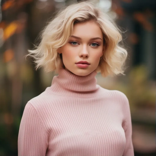 18歲美女海倫的粉色毛衣照片：迷人的特洛伊少女風采