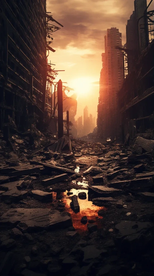2030年廢墟中的現(xiàn)代城市：史詩般的光影與細膩服飾