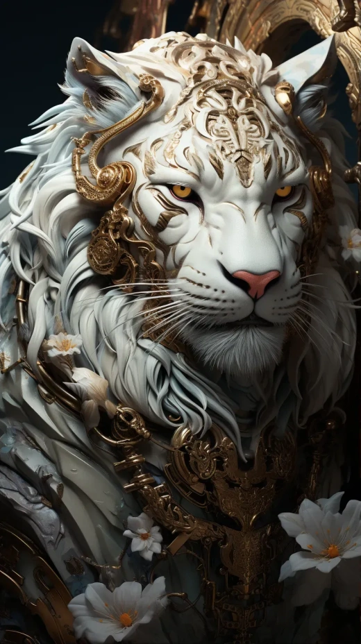 金虎之眼：白色长毛虎的神话饰品，由Esao Andrews设计