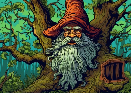 魔法樹與森林：卡通風格細節豐富的神奇生物形象