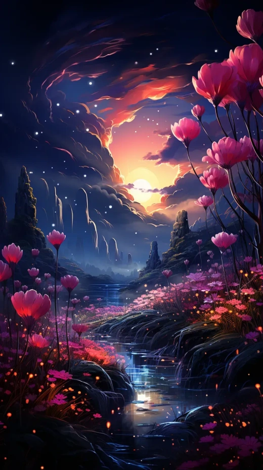 夢幻之夜：銀河彎月與粉紅溪谷的星光奇遇