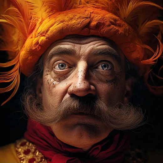 Ned Flander's Mustache in Dadaist Medievalist Macro Photography, Exaggerated Facial Features with Goldleaf Detailing, Cinema4D, Fast Shutter Speed, Motion Blur, Toyen, Caras Ionut, Hieronymous Bosch
