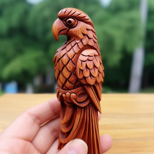 手工木雕五寸鹦鹉，简约风格