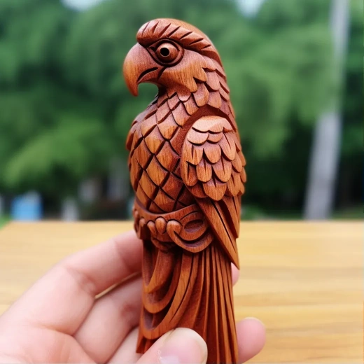 手工木雕五寸鸚鵡，簡約風格