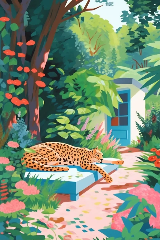 大卫·霍克尼的生动彩色动物画，展现自然中的快乐生活