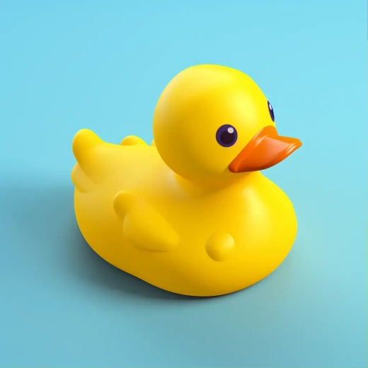 3D立体黄色橡胶鸭子，32位像素，等距视角