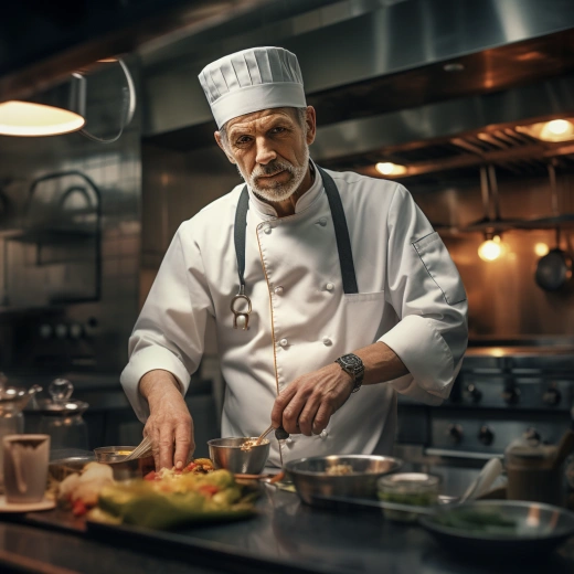 真实的大厨：一个男人在餐厅中的电影般的工作，引发人们对美食的无限幻想。