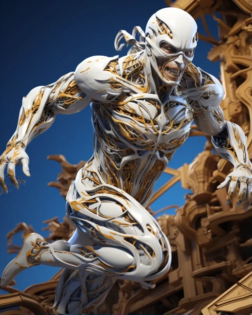 3D人形角色高精細墨水畫