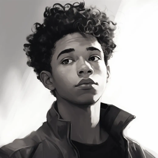黑白插畫：18歲混血少年英雄