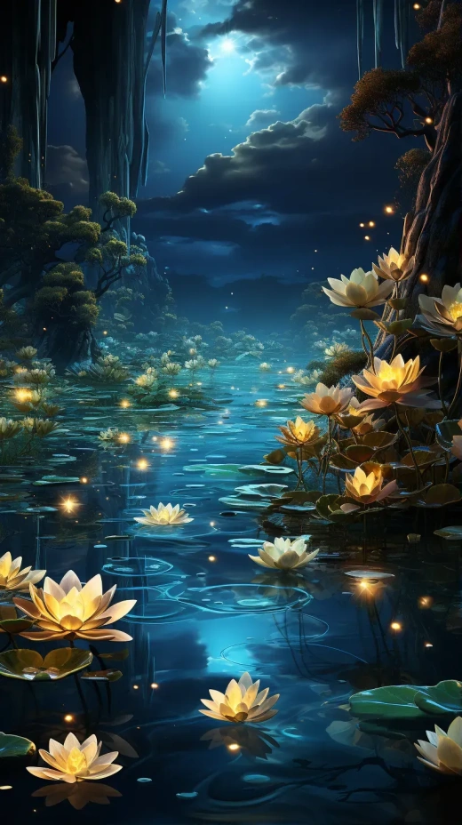夜空璀璨：水光瀲滟的星河奇景
