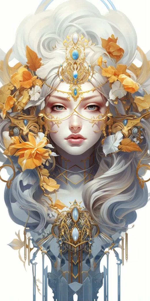 金箔和雙色虹彩紫羅蘭，秋季平面設計木刻版畫，精美藝術新潮風格的秋南瓜、魔杖、印度玉米、菊花、紫苑、紅黃橙色秋葉在紫色田野上，威廉·莫里斯風格。超細線金箔雕刻，金箔線條，多層金色，圖案設計，互鎖圖案，超詳細的輪廓線藝術，復雜的壁紙設計。