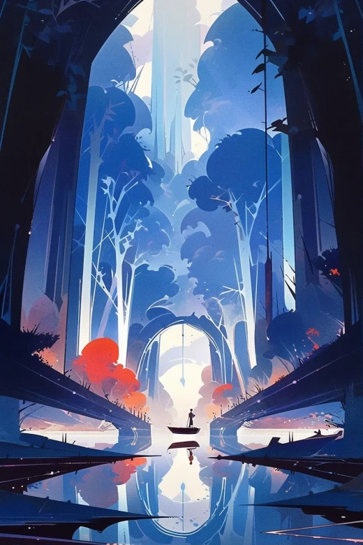 《地下洞穴巨龍長廊：湖心美景，細膩如畫》