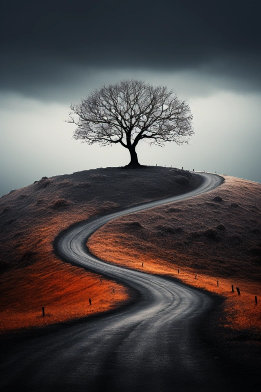 《The Road To Nowhere》一幅描述迷失與無盡征程的畫面