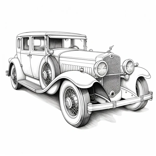 黑白全車身涂色圖畫，逼真細膩