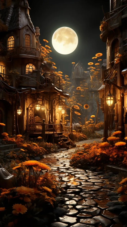 工廠夜景：鐵架花海與藝術工作站