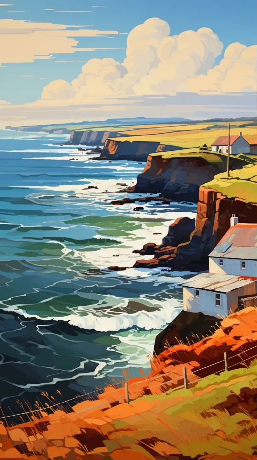 艾提·加兰风格的超现实爱尔兰海岸壁画大师之作