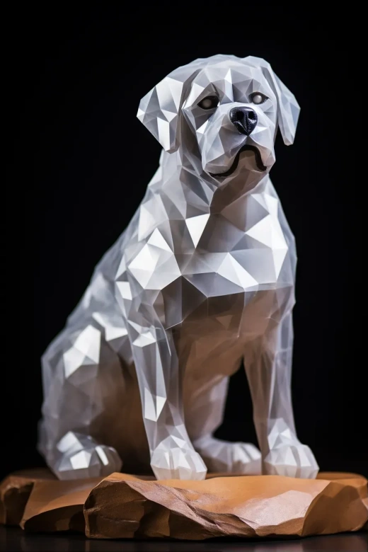 冰雕圣伯纳德狗：折纸风格