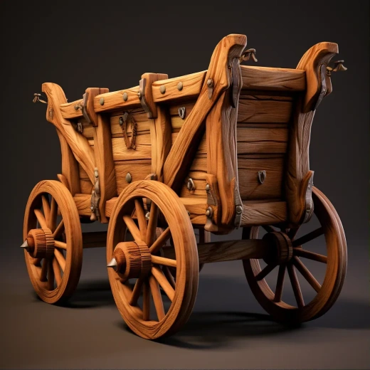 木制马车，两轮两柄，DND风格