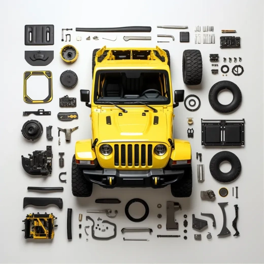 NASA與Jeep合作設計的Fancy-Yellow和Black顏色的Wrangler透視圖，展現未來主義風格的汽車設計
