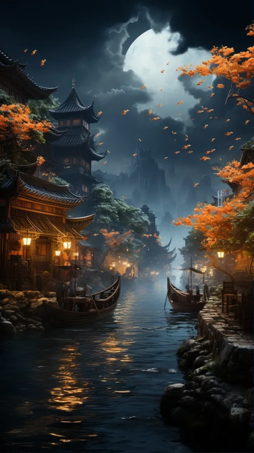 8K超高清實拍：江南水城夜色，古建筑與漁舟月影交相輝映