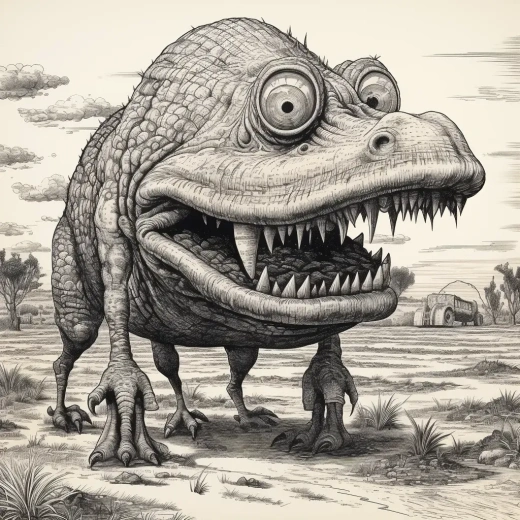 羅伯特·克魯姆的《Bunyip》插圖，神秘生物與奇幻世界的完美融合