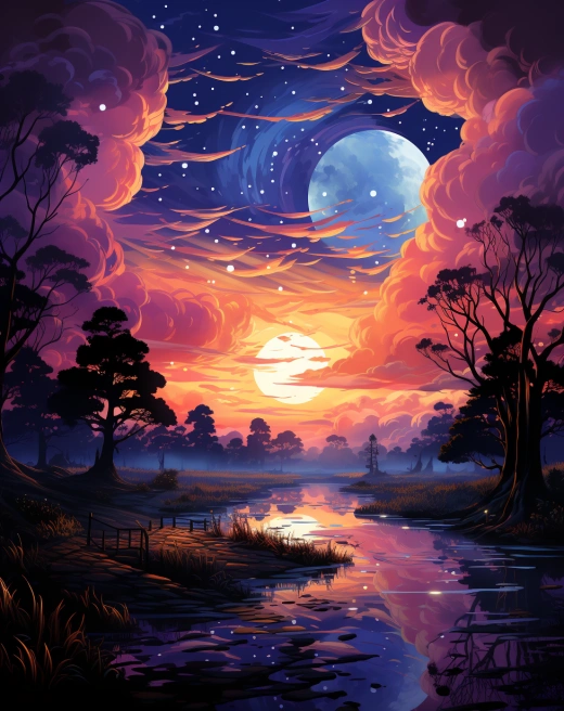 皮克斯卡通風格的動畫描繪充滿活力的夜晚天空