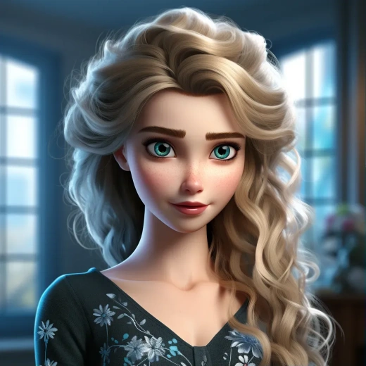 冰封王国：迪士尼风格下的艾莎女王肖像