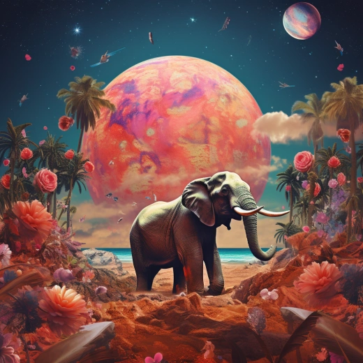 絢爛花海，大象奇遇，色彩掌心，沙灘星際——著色宇宙的迷幻奇觀！