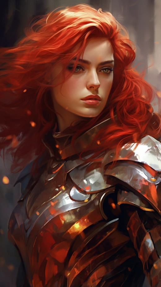 紅發女戰士，華美紅甲，驚艷數字繪畫，細膩逼真，引爆ArtStation趨勢