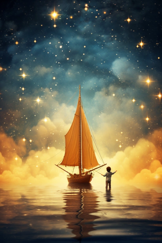 童年的航海夢，觸摸夜空的星辰月亮，絢爛插畫帶來的無限想象。