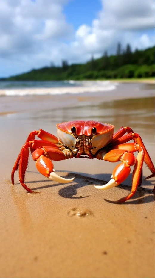 美丽的海滩上的螃蟹特写，尼康D90拍摄
