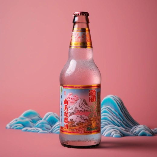 80年代風格啤酒瓶，銀色全息貼紙，日本武士與辛普森主題，日式字體粉色，帶你時光穿梭至1989。