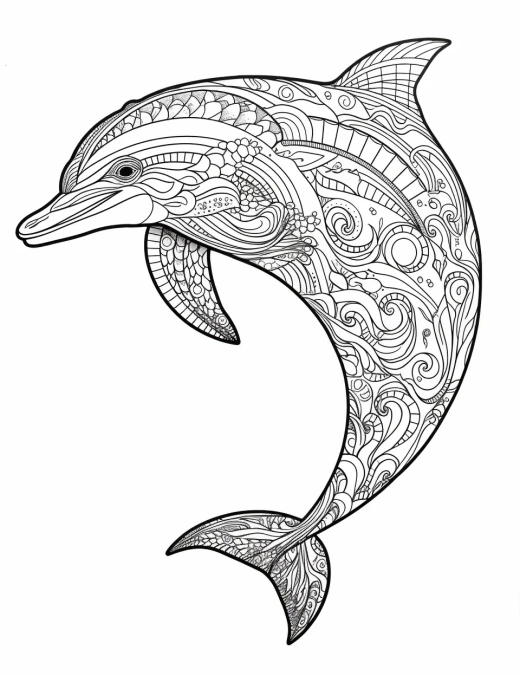 黑白線條藝術(shù)：躍出水面的海豚設(shè)計