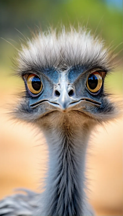EMU鸟头特写镜头下的真实世界