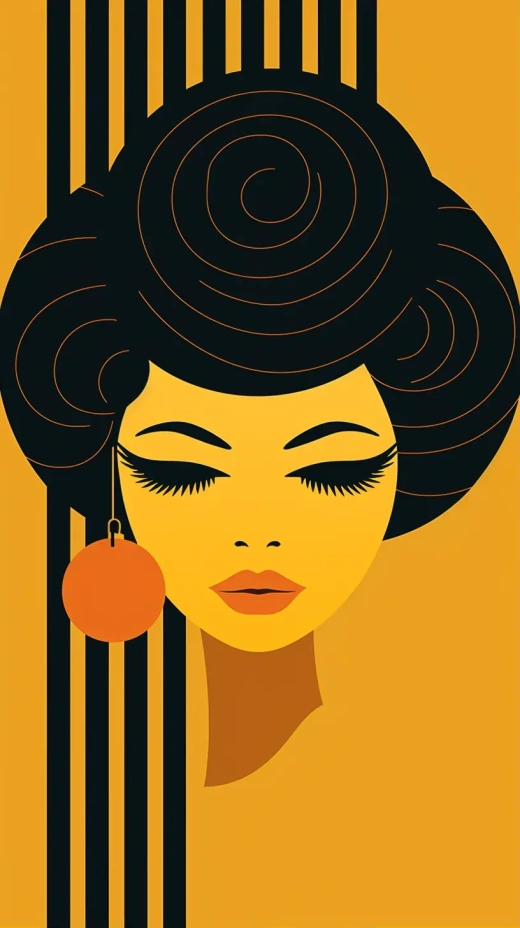 簡約線條版式：非洲裔女性手持咖啡素描，Adobe Illustrator矢量設計作品，負空間與扁平色彩，后現代風格