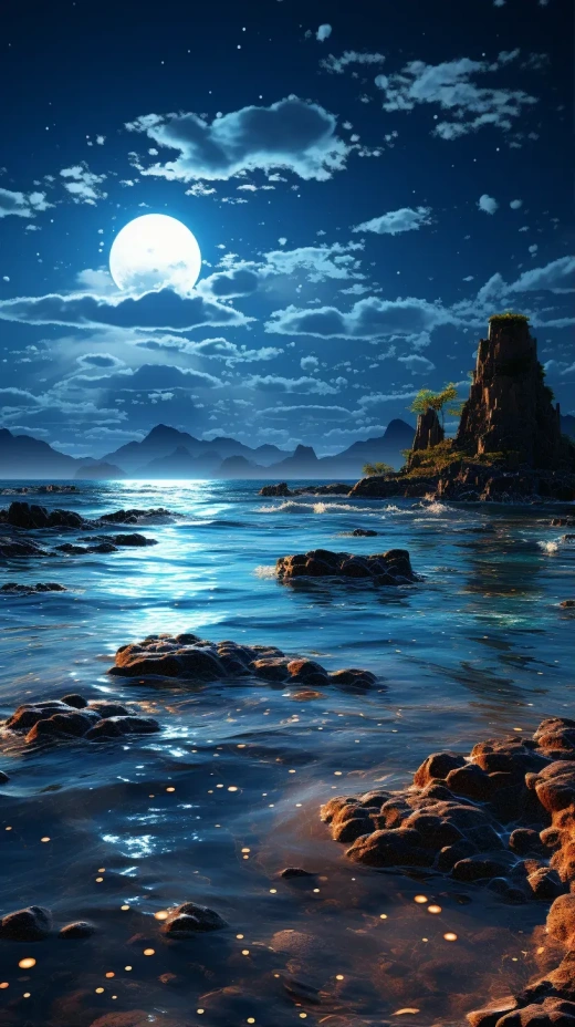 星空海灘：夢幻藍月夜