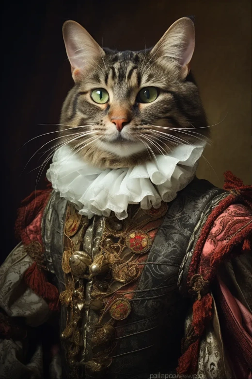 17世纪巴洛克墨西哥风情酷猫半身肖像画