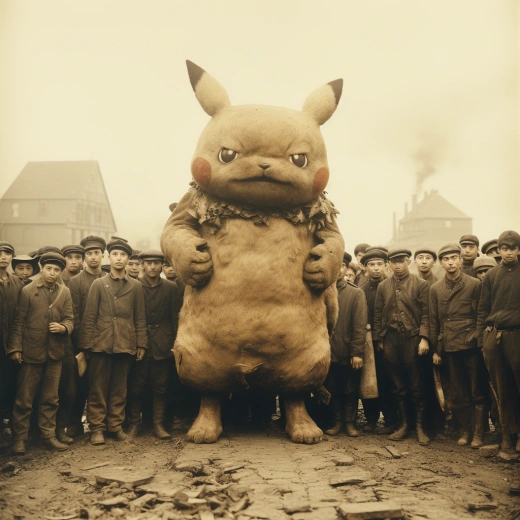 1902年，追捕巨大神奇寶貝皮卡丘最后一幅古老照片：復古色調下的驚艷之景。