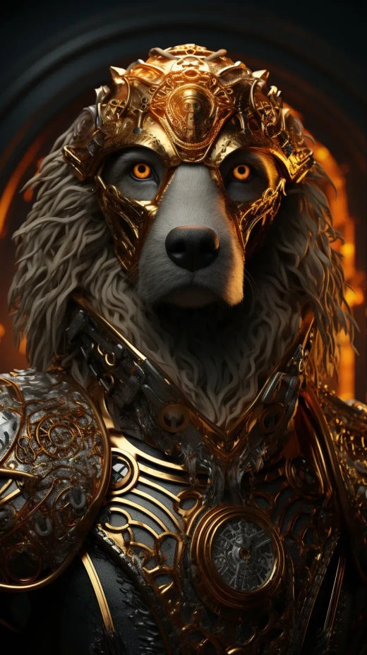 神话背景中的雄狮肖像：4K/8K高清细节与火焰特效