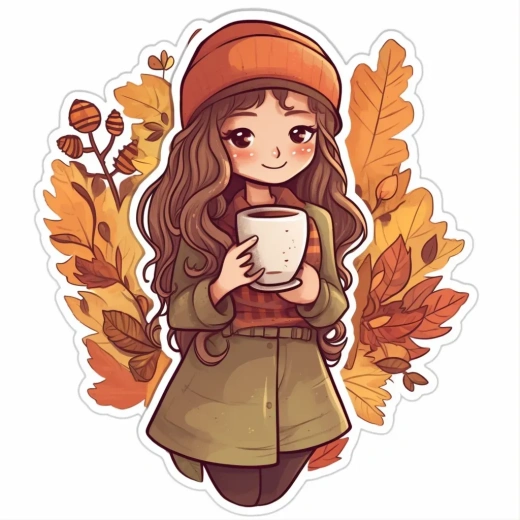 秋天的魔法：一杯香浓咖啡，树叶飘落手中，Halloween万圣节快乐！