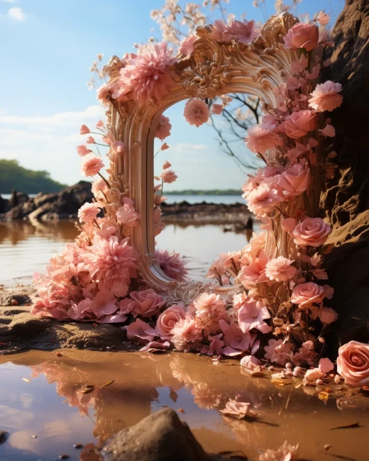 粉紅鏡花海，沙灘上的浪漫詩意之境