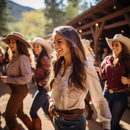 25岁女牛仔，户外排舞，牧场风情集体照