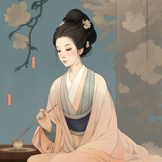 古老中年女性的動漫美學繪畫:極簡主義風格描繪的精致之作