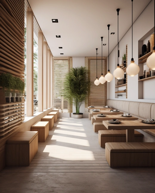 清新典雅，自然明亮的咖啡馆-餐厅现代室内设计，融合北欧、现代、极简风格，打造舒适、功能性空间