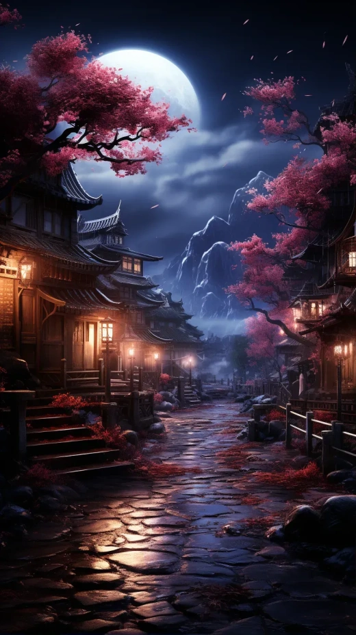 夜晚京都美景，月下Wisteria與櫻花綻放