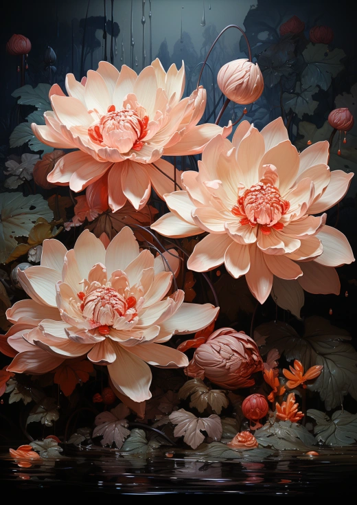 “藝術(shù)之美，框架之靈——突顯蓮花純凈與精神象征的完美搭配”