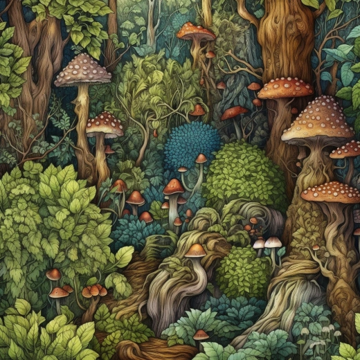 自然的秘密在這個無縫圖案中低語，精細逼真的細節織出迷人的故事