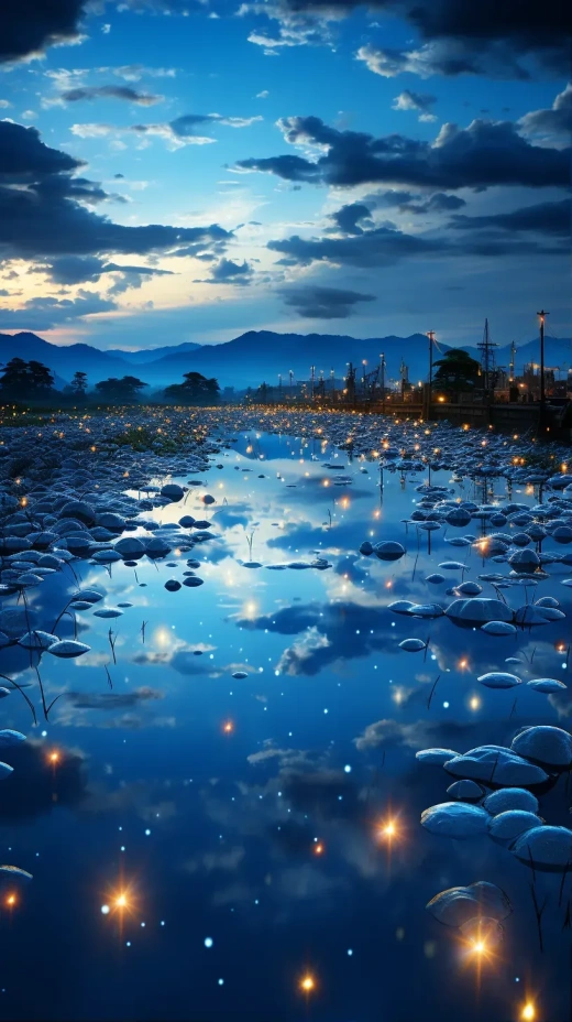 星空下的金色稻田，銀河灑落斑斕光點，夢幻般的高清全景攝影