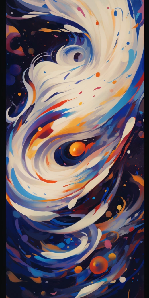星空點綴的純白背景下的流線藝術，引領引人入勝的奇妙世界。